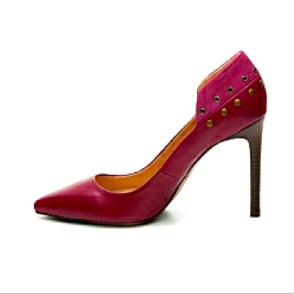 Joe’s raspberry red leather high heels pumps - Picture 1 of 10